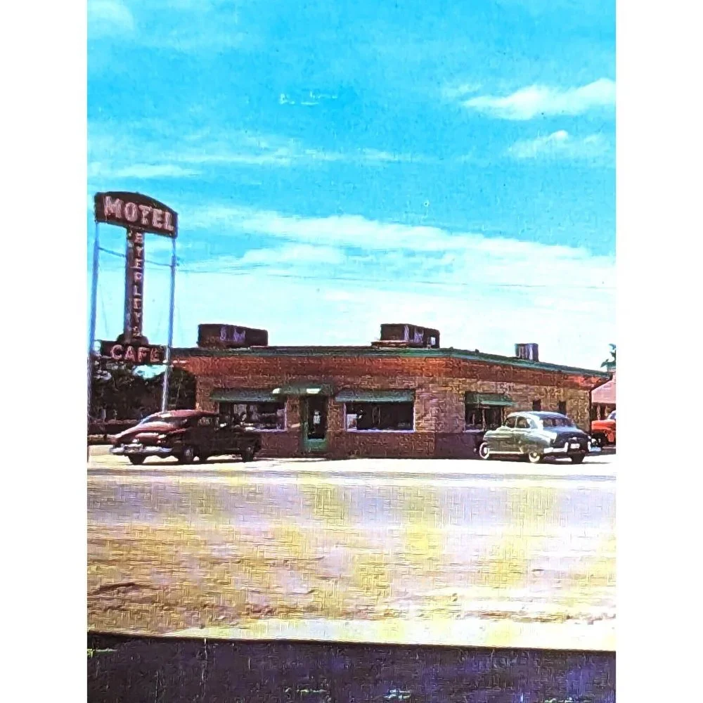 Vintage Postcard Guymon Oklahoma Byerleys Motel  Restaurant 1950s‎ Neon Sign USA